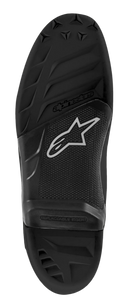 Alpinestars Tech 7 Sohle, Ersatz-Außensohle für Motocross-Stiefel, schwarze Gummikonstruktion, mit texturierten Profilmustern, Alpinestars-Logo und Stern-Emblem, Schriftzug „REPLACEABLE INSERT“ im Mittelbereich.