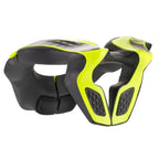 Alpinestars Youth Neck Support, motocross nekbeschermer, zwart en fluoriserend geel, voorzien van een felgeel geïnjecteerd polymeer frame met zwarte EVA-schuimvulling, ergonomisch gebogen ontwerp voor jonge rijders, off-road en motocross veiligheidsuitrusting