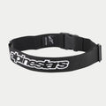 Alpinestars Pit Radio Belt, ceinture utilitaire technique noire, avec logo Alpinestars brodé blanc, fermeture par boucle à clip en plastique et matériau en poly-tissu extensible pour les équipes des stands