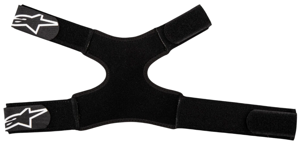 Kit Fluid Dual Strap Alpinestars, sangles pour protection cervicale, noir, design en tissu réglable avec quatre sangles Velcro, logos étoiles Alpinestars blancs sur les extrémités, accessoire de fixation sécurisé pour équipement de protection motocross