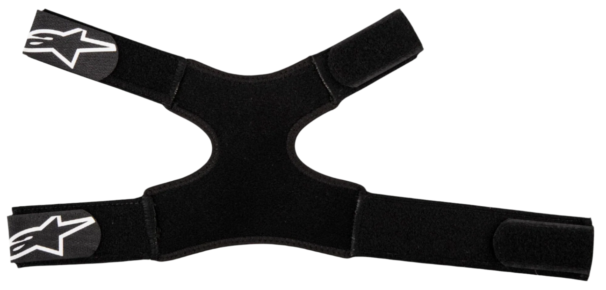 Alpinestars Fluid Dual Strap Kit, Nackenprotektor-Gurte, Schwarz, verstellbares Stoffdesign mit vier Klettverschlüssen, weiße Alpinestars Stern-Logos an den Enden, sicheres Befestigungszubehör für Motocross-Schutzausrüstung