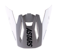 Alpinestars S-M5 Rayon Visier, Helmzubehör, Weiß Matt, markantes schwarzes ASTARS-Branding auf dem Schirm, aerodynamische Belüftungsausschnitte, präzisionsgeformte Kunststoffkonstruktion für SM5 Motocross-Helme