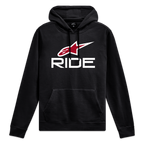 Alpinestars Sweat À Capuche Ride 4.0, sweat sportswear noir avec logo avant blanc et rouge et capuche doublée en jersey