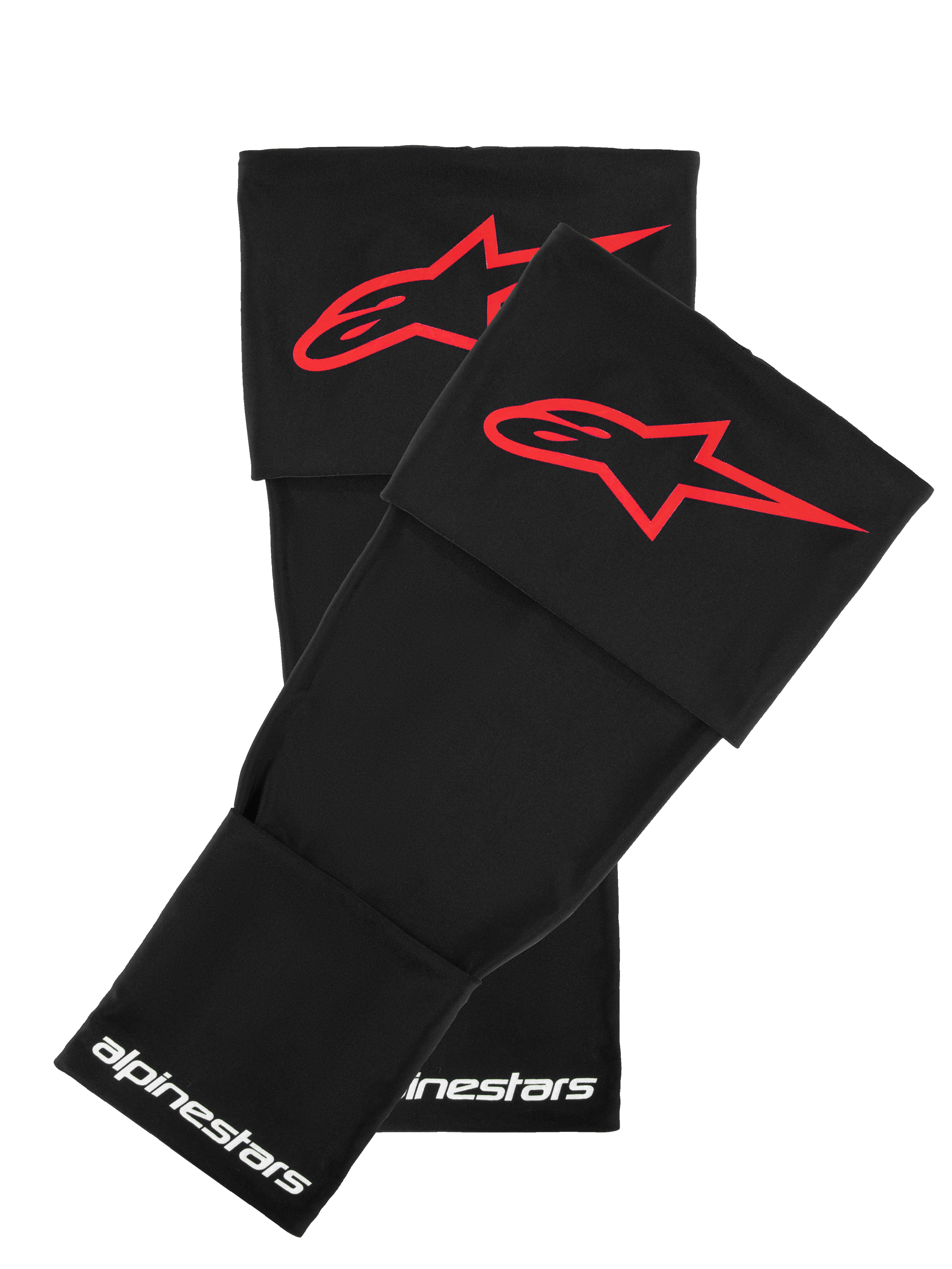 Alpinestars RK-S Knieschutzhülse, Schwarz mit rotem Stern-Logo, Zubehör für Motorrad-Schutzausrüstung, weißes Alpinestars-Branding