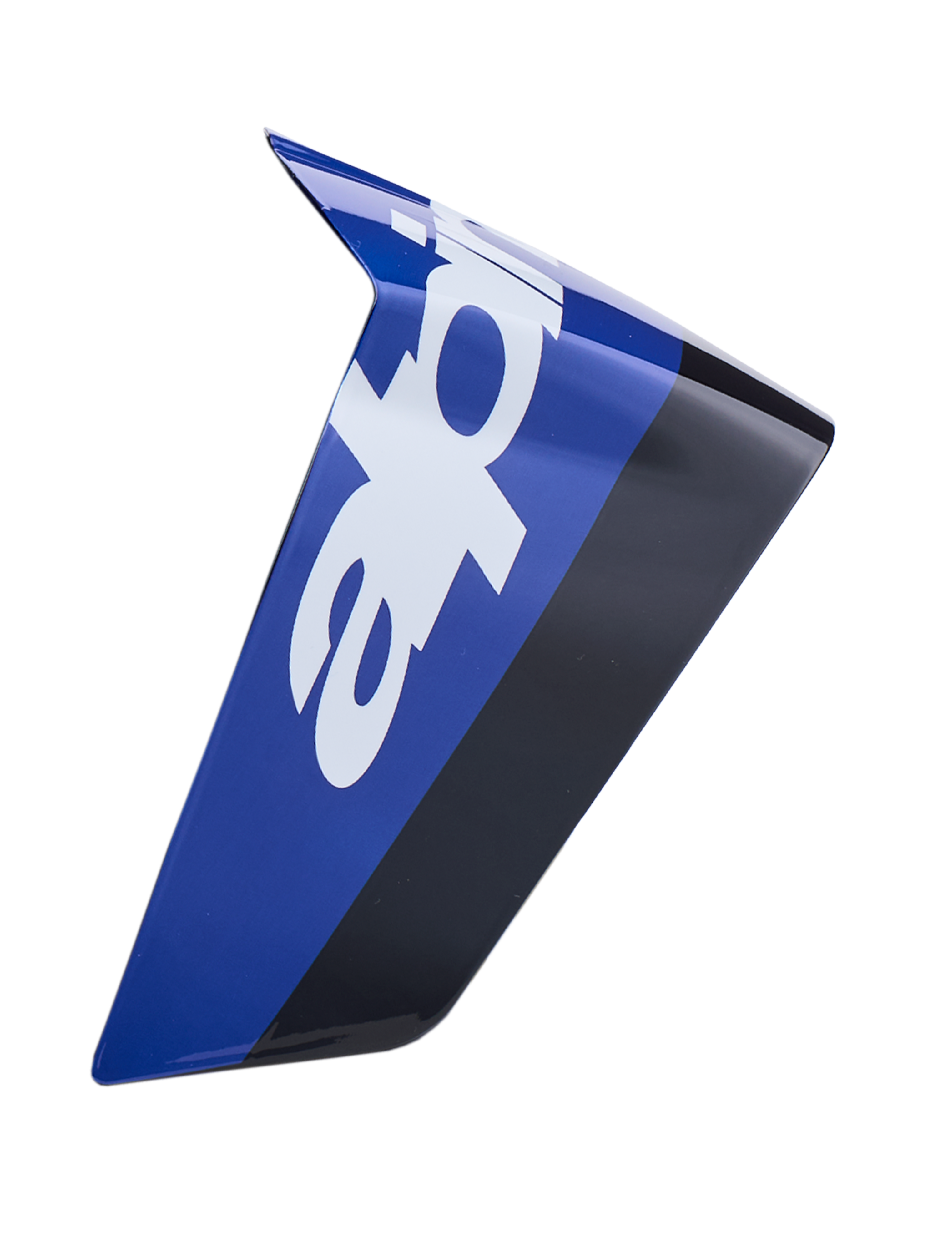 Alpinestars Supertech R10 Arius Race Spoiler, accessoire aérodynamique pour casque de moto, bleu et noir avec logo blanc, finition brillante, design angulaire affûté