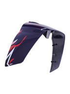 Alpinestars Supertech R10 Flyte Race Spoiler, helmaccessoire, glanzend paars rood, voorzien van rode en witte aerodynamische graphics en Alpinestars-branding, strakke glanzende kunststof constructie met zichtbare montagepunten aan de binnenzijde, vervangingsonderdeel voor racehelmen.