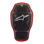 Alpinestars Nucleon KR-1 Cell i Back Protector, Transparent Smoke Red, black honeycomb cell structure with red outer border, white Alpinestars logo, ergonomic curved shape for ventilated motorcycle back protection
