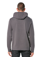 Alpinestars Ride Hoodie V 3, achteraanzicht van een antracietgrijze pullover hoodie, casual sportkleding met capuchon, lange mouwen en geribde boorden en zoom