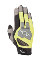 Alpinestars Engine Handschuhe, Karting- und Mechanikerhandschuhe, Schwarz und Fluo-Gelb, Handrücken mit grauen Mesh-Einsätzen, TPR-Knöchelschutz mit Alpinestars-Logo, leichte und atmungsaktive Multi-Material-Konstruktion