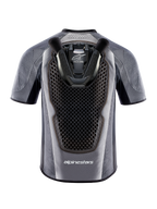 Tech-Air 5 Systeem motorairbagvest, achteraanzicht in grijs en zwart met geïntegreerde honingraat rugbeschermer.
