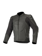 Alpinestars Caliber leren jas, zwart, motoruitrusting voor op de weg, hoogwaardige lederen constructie met geperforeerde panelen, externe DFS-schoudersliders, rits aan de voorzijde en manchetten, subtiel logo in reliëf op de borst