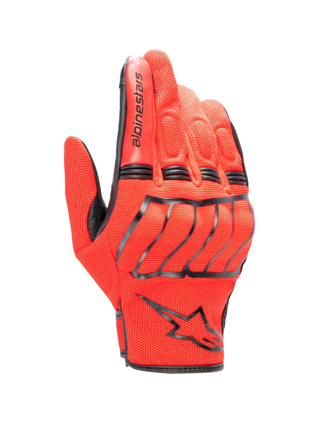 Alpinestars MM 93 Losail V2 Glove, gants de moto urbains, rouge vif et noir, construction en mesh respirant avec protection rigide des articulations, logo Alpinestars noir sur le poignet, manchette courte, détails rembourrés sur les doigts