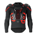 Tech-Air® Off-Road Systeem, zwart en rood motor airbagvest met zeshoekig mesh borstpaneel en schouderbescherming.