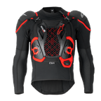 Tech-Air® Off-Road Systeem, zwart en rood motor airbagvest met zeshoekig mesh borstpaneel en schouderbescherming.