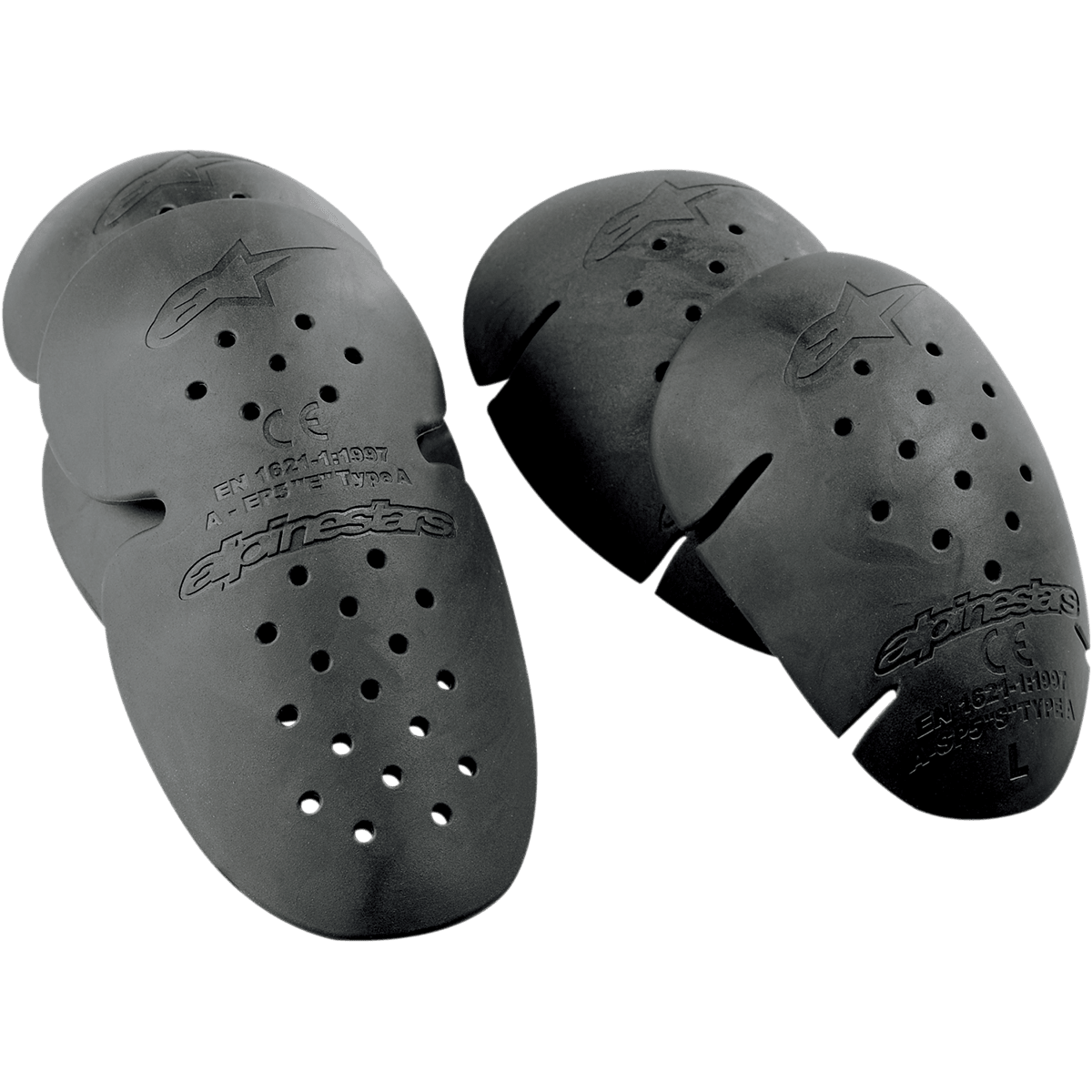 Alpinestars Bio Armor schouder- en elleboogbeschermers, motorbeschermers, zwart, vierdelige set met geperforeerde ventilatiegaten, reliëf sterlogo en CE-certificeringsmarkeringen
