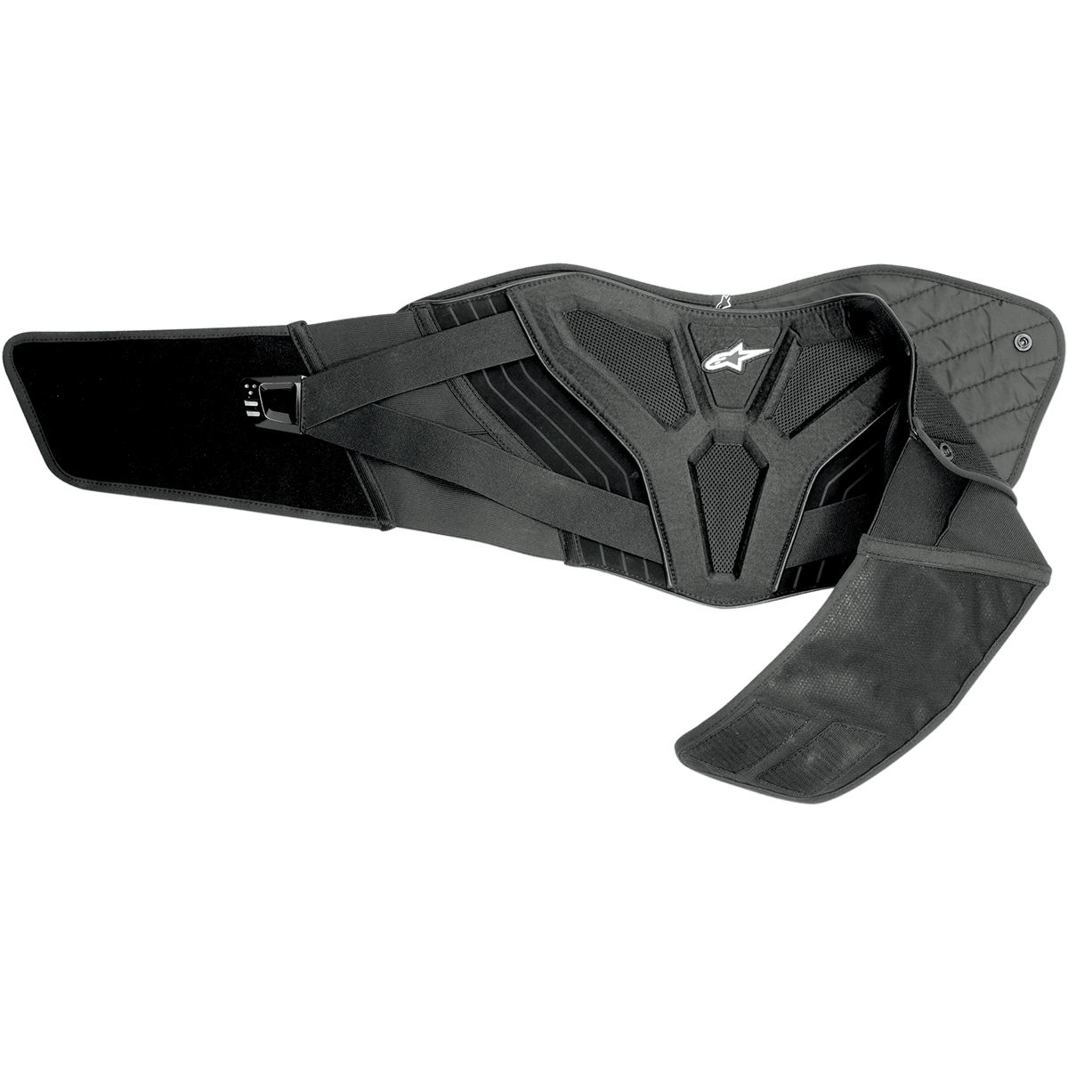 Alpinestars Touring Nierengurt, schwarzer Motorrad-Nierengurt, mit ergonomischer Unterstützung für den unteren Rücken, gestepptes Thermofutter, Mesh-Einsätze zur Belüftung, doppelter elastischer Taillenbund mit weißem Astars-Logo, Schutzausrüstung für Straßen- und Adventure-Fahrten
