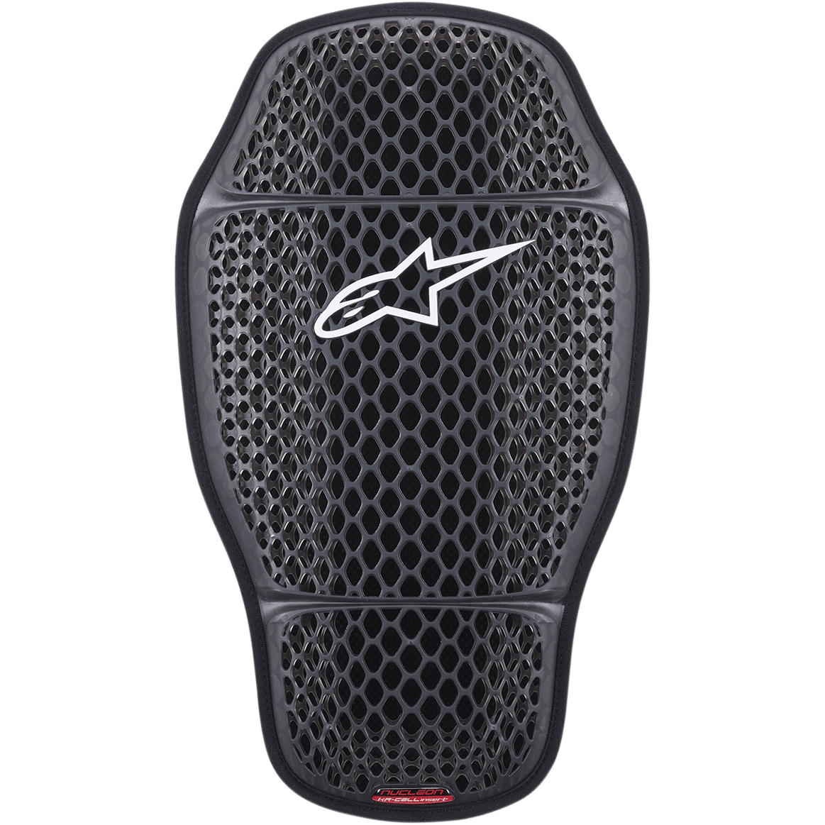 Alpinestars Nucleon KR-CELLi rugbeschermer-inzet, motorrugprotector, transparant rookgrijs, honingraat mesh-ontwerp met wit Alpinestars-logo, ergonomische contouren, drievoudig gesegmenteerde gearticuleerde schaal voor maximale luchtstroom