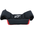 Coussinets de calotte pour casque Supertech M10/M8, accessoire de remplacement pour casque, noir et rouge, avec logo Alpinestars blanc, matériau en maille rembourré doux avec une forme ergonomique incurvée pour l'ajustement intérieur du casque