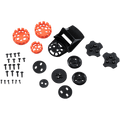 Alpinestars Supertech M10/M8 helm vizierconnectorset, zwart en oranje, set reserveonderdelen met diverse zwarte kunststof bevestigingen, oranje ronde connectoren en metalen schroeven, ontworpen voor een veilige vizierbevestiging op motorcrosshelmen